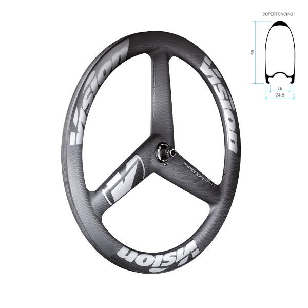 Rueda Delantera METRON 3 SPOKE Carbon c24.8 tubular Disc 28'/700C A9