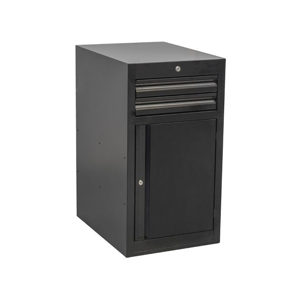 Baúl de herramientas estrecho 990NDD2-BLACK 2 cajones y puerta con estante