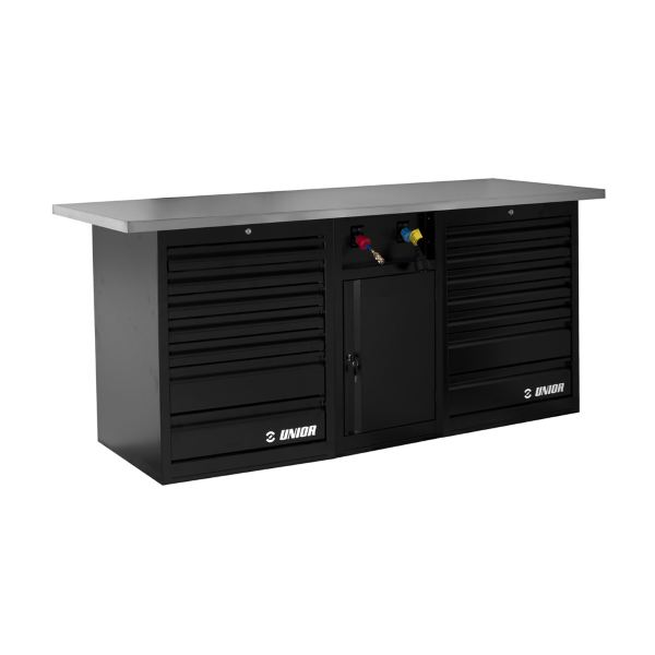 [567008761] Banco de trabajo sin herramientas TECH BENCH FULL FRONT 990TB1 con dos gabinetes, soporte de energía sin panel trasero y luz
