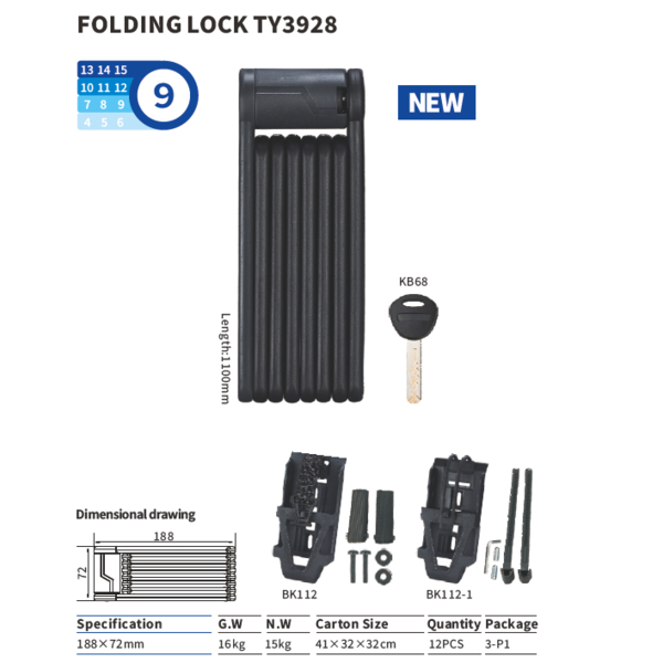 [33526] CANDADO ARTICULADO PLEGABLE 1100MM